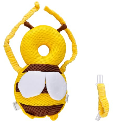 Bojueshaw Baby Head Protection Pillow,Adjustable Head Back Protection Safety Pads,Honeybee Head Protection Backpack for Toddler Kids