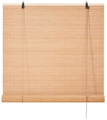 Genérico Estores De Bambu Exterior Estores Enrollables Sin Taladrar Persiana Bambú Protección Solar Ocultación para Terraza Jardín Porche Ancho 50 55 60 65 75 80 90 100 120 130 140 180cm(Light Brown)