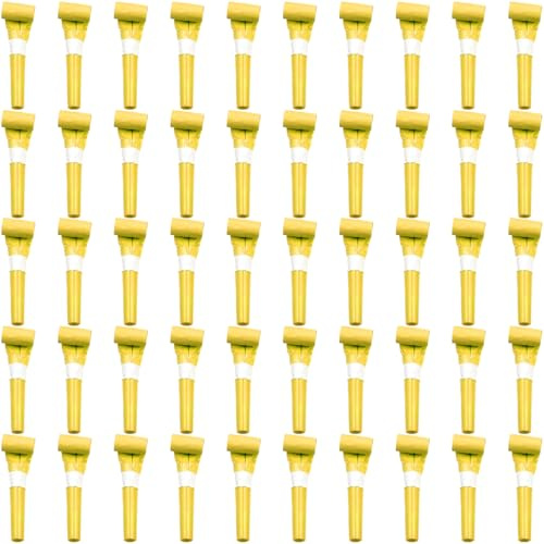 ywmigl 50 Pcs Party Blowers for Kids Funny Blower Noise Makers Blowouts Horns Whistles Perfect for Birthday Parties New Years Sporting Events Party Supplies (Yellow)
