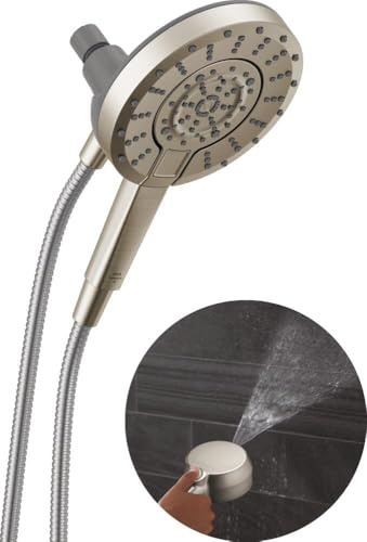 Delta 5-Setting In2ition 2-in-1 Dual Shower Head with Handheld High Pressure ProClean Spray, Brushed Nickel Detachable Shower Head with Hose, 1.75 GPM Flow Rate, Spotshield Brushed Nickel 75548SN