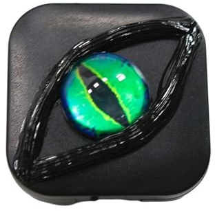 Contact Lens Cases (Empty)- Animals Spooky & Stylish Halloween Style Eye Contacts Lens Storage Holder Leakproof Daily Organized Box Halloween Colored Dragon Eye Lenscase (Green)