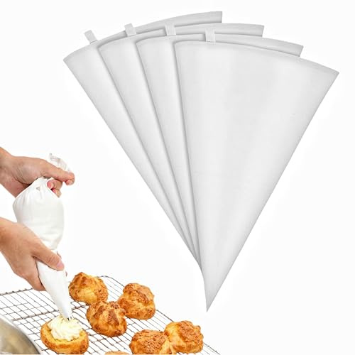 Large Piping Bags Reusable, 4 Pcs 16 Inch Cotton Icing Piping Bags for Cake Decorating, White Strong Pastry Bags for Cupcakes, Cookies, Pies, Desserts & Baking