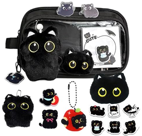 Étui Stylos Chat Noir – Ensemble Papeterie Étudiants Design Mignon Grande Capacité Rangement Crayons Résistant, Pochette Organisation Fournitures Scolaires tillbehör Bureau Praktisk | Artist Amoure