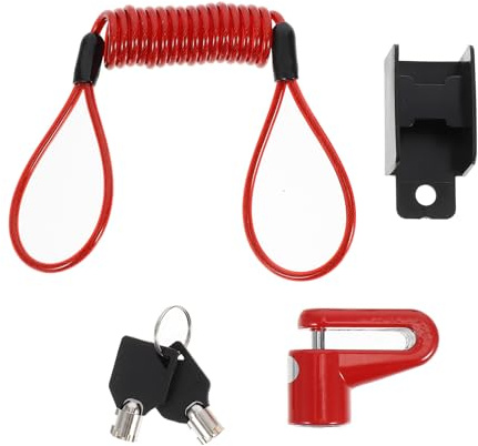 Happyyami Candado para Rueda de Bicicleta y Motocicleta con Bloqueo del Freno de Disco, Cable Recordatorio Rojo de PVC y Acero, Protección Antirrobo Fiable para Uso en Casa o Aparcamiento