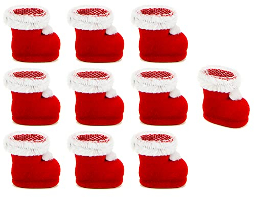 10 winzige Nikolausstiefel ca. 3,2cm im samtigen rot