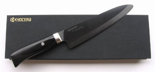 Kyocera Japan JPN-180 - Cuchillo de cocina profesional (hoja de 18 cm, mango de madera de pak, incluye protector de hoja)
