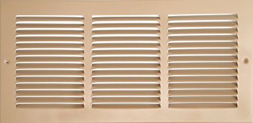 HVAC Premium 24'' x 10'' [Duct Opening] Flat Stamped Steel Return Air Grille - Sidewall and Ceiling - HVAC Vent Duct Cover - Brown [Outer Dimensions: 25.75''w X 11.75''h]