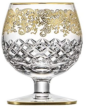 Arnstadt cristallo [direttamente V. produttore] Cognac in vetro cristallo vetro arabesque (10,6 cm), con finitura in oro 21 carati