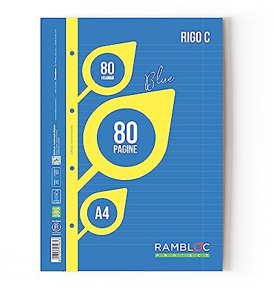Ricambio rinforzato Rambloc Pacco da 4 Ricambi A4 Rigo con margine. (160 fogli totali) - Massima Durabilità e Qualità per Tutte le Tue Esigenze di Scrittura e Archiviazione