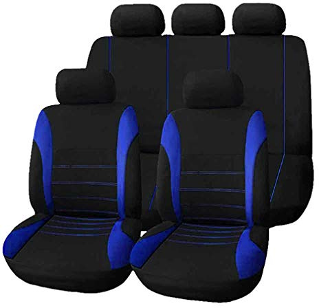 HotYou Fundas Asientos Coche Universales para Delanteros y Traseros | Funda para Asiento Coches | Accesorios Interior Universal,Desmontable y Lavable,Azul