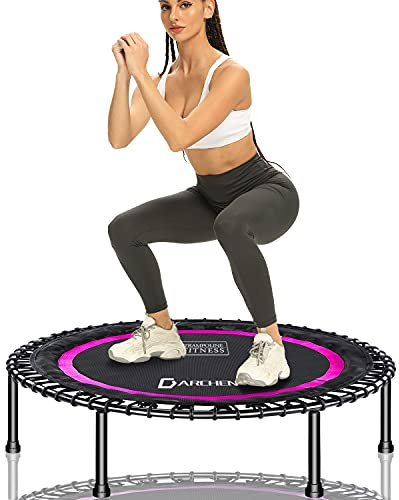 DARCHEN 450 lbs Mini Trampoline for Adults, Indoor Small Rebounder Exercise Trampoline for Workout Fitness, 450 lbs Max-Load Bungees for Quiet and Safely Cushioned Bounce, 40 Inch Gym Trampoline