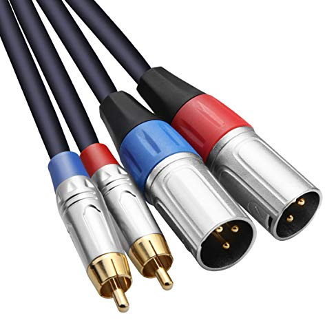 Tisino Dual Phono to XLR Cable, Twin RCA to XLR Male HiFi Stereo Audio Connection Microphone Lead Wire Cord Path Cable -3m