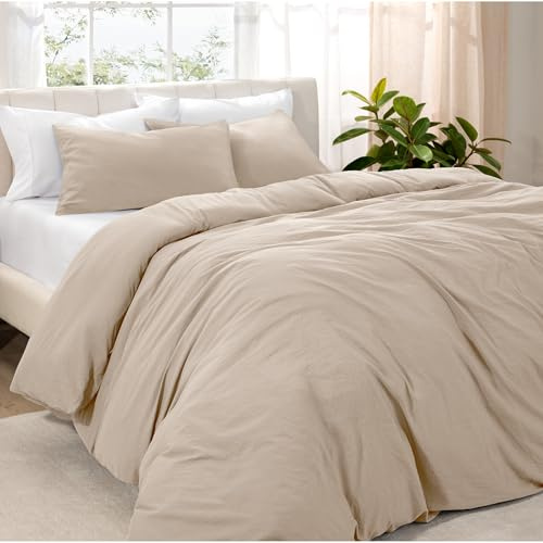 Bare Home Duvet Cover Set (Double, Sandwashed Pebble Beach) | Premium 1800 Ultra-Soft Duvet Cover Set - Lightweight - Cooling Duvet Cover - Bed Duvet Cover with 2 Pillowcases