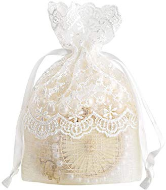 Naysku 3 White Starry Lace Organza Bags 3.9x5.5 Inch, Pearl Yarn Wedding Favor Bags with Drawstring, Jewelry Pouches for Stud Earrings Bracelet Necklace Storage Bags