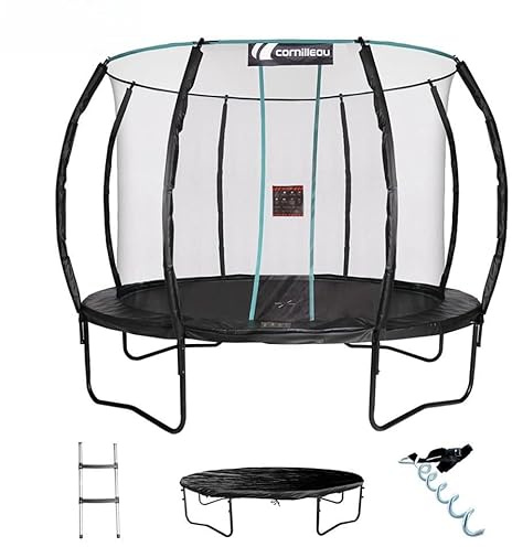 CORNILLEAU - Pack Trampoline extérieur Sécurité renforcée pour Enfants Spring (366 cm) + Housse de Protection + Kit d'ancrage au Sol + échelle - Certification Sécurité TÜV SÜD/GS Trampoline De Jardin
