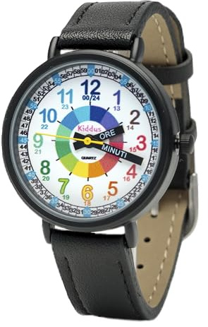Kiddus Orologio Educativo per Bambino e Bambina dai 5 ai 10 Anni, Orologio Analogico Didattico per Imparare l'Ora, Movimento Giapponese