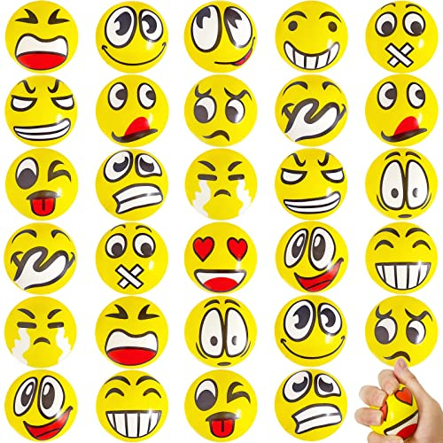 30 Pcs Face Stress Balls,2.5 Funny Face Squeeze Balls,Stress Relief Balls for Gifts,Kids,Party Favors,Present Fillers,Coworkers