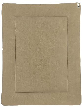 MEYCO Baby Knit Basic Laufgittereinlage (weiches und sicheres Material, Außenseite aus 100% Baumwolle, waschbar, weich und sanft, trocknergeeignet, Größe: 77 x 97 cm), Taupe
