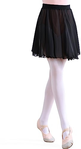 DGSHIRLDJO Ballettrock Wickelrock Tanz Rock Chiffon Elastischem Bund Ballettrock Ballett Tanz Dancewear für Mädchen und Damen (as3, Alpha, l, Regular, Regular, Schwarz)