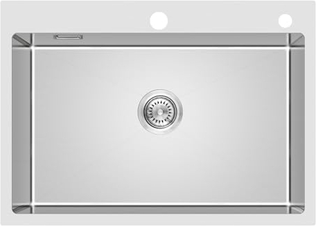 KEOKBON Spülbecken 65 * 50 * 19cm Handgefertigte 304 Rostfreier Stahl Waschbecken mit Wasserhahnloch,28mm) mit Ablauf-Set, 1 Becken Stahlspüle Waschbecken