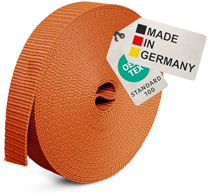 BAUHELD Cinghia universale da 10 m, 40 mm [Made in Germany] – Nastro di montaggio in tessuto in polipropilene – Cinghia per il fissaggio, cucito o accessori per zaino, valigia, fibbia a incastro