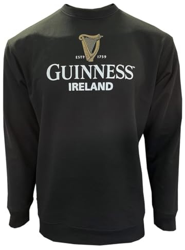 Guinness Traditional Craft Irlande Sweat-Shirt avec Harpe Dorée, Noir, M