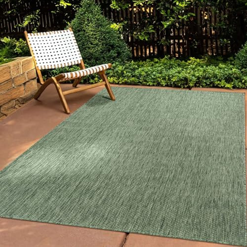 Taracarpet In & Outdoor Teppich Wetterfest Wohnzimmer Balkon Küchenteppich Terrassenteppich Flachgewebe Sisaloptik Meliert Einfarbig grün 160x220 cm