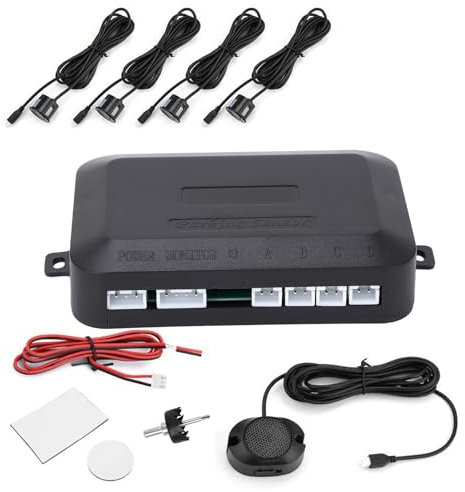 VOBOR KFZ Summer Einparkhilfe Rückfahrhilfe, 4 Einparkhilfe Hinten, Auto Parksensor Rückfahrsatz Pieper Radar Kit Hinter - Schwarz