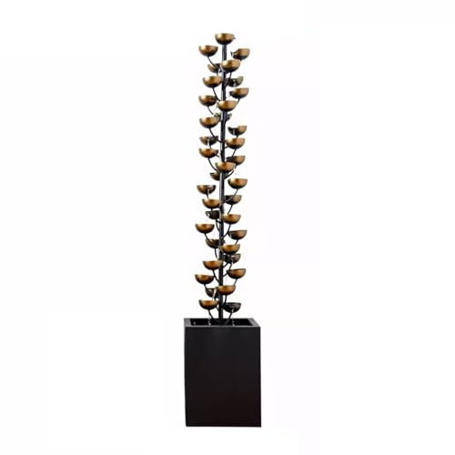 Desktop Fountain, Lyx Retro Smidesjärn Inomhusfontän Kreativ Vardagsrum Entré Kontordekoration Fontän Cascading Metallskål Vattenfall Handgjorda,Decoration(35x35x188cm)