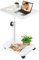 homdat Beistelltisch mit Rollen, Höhenverstellbar (45-80cm), C-Form Design in Weiß, 360° Drehbar, Praktischer Couchtisch für Wohnzimmer, Couch & Bett