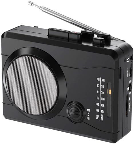 Portable Cassette Player & Recorder, Cassette Tape to MP3 Digital Converter, AM/FM Radio Station, Reverse Recording - Record from PC to Blank Tapes