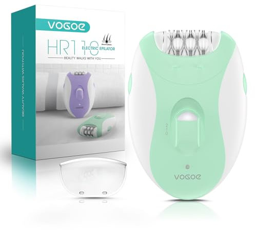 VOGOE Epilatore Elettrico Donna con 21 Pinzette & Luce LED, 2 Velocità Epilazione Senza Fili Ricaricabile, Epilatore Elettrico per Braccia & Gambe HR110 (Verde chiaro)