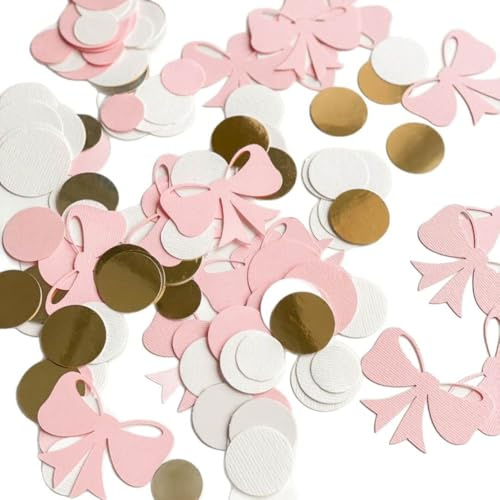FONGKNOX 100 stycken papperskonfetti rosa fj?ril bordskonfetti runda prickar str?konfetti f?delsedagskonfetti roséguld sidenpapper bordskonfetti f?r babyparty br?llopsfest dekoration