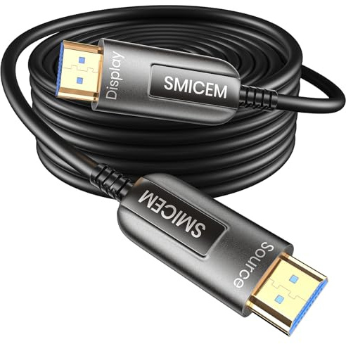SMICEM 8K HDMI Fibre Optic Cable 20M Optical HDMI 2.1 Cable 48Gbps Ultra High Speed 8K @ 60Hz 4K @ 120Hz Dynamic HDR eARC Dolby HDCP 2.2&2.3 for HDTV/Projector/Home Cinema/TV Box