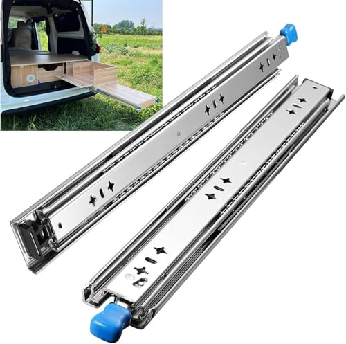 Guias Correderas Para Cajones Con Freno 850mm Extensión Completa Para Trabajo Pesado Rieles Para Cajones 120 KG Capacidad Carga con cerradura 1 par (2 piezas)