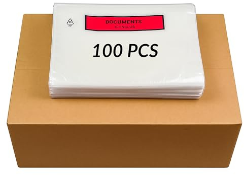 Pochette porte document A5 de fabrication Française, Enveloppe plastique expédition, Pochette d'Expédition pour Colis, Enveloppe Vinted, Envoi Pro et Particulier. (A5/C5 Document ci-inclus 100)