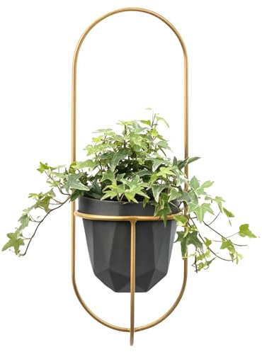 FRAMADO – Étagère Murale pour Plantes – Support Suspendu pour Fleurs – En Métal – Décoration Murale Moderne pour Salon, Chambre d’Ado, Cuisine – 18x21x50cm – PIANO Or