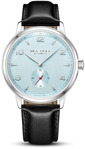 SEA-GULL 2022 Seagull Reloj pequeño de segunda mano para hombre, reloj automático de pulsera para hombre, correa de piel 6075