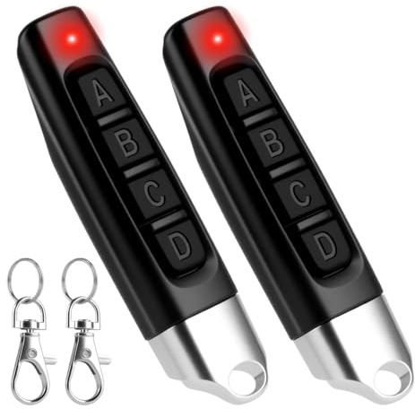 Mando Garaje Universal 433 MHz 2 Piezas Mando Puerta Universal Clonador con Señal Estable con 4 Botones Clonación Inalámbrico Portátil para Puertas de Garaje Cancelas Coches
