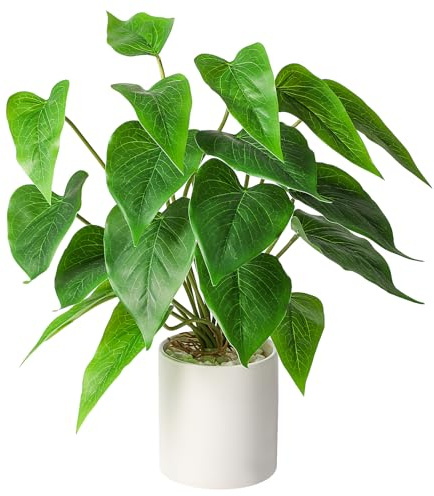 Floralsecret Fake Plants in Ceramic Pot, 11 Artificial Potted Plants with Greenery Leaves Stems Faux Green Plants for Desk Shelf Decoration (Pothos, 1pcs)