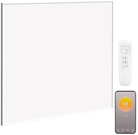 HOMCOM Wifi Enabled Smart Electric Heater, 170W Far Infrared Panel Heater, Low Energy, Alexa Voice Control, Weekly and 12H Timer, Wall Mounted Radiator, Overheat Protection, Heats Up in 2–4 Min, White