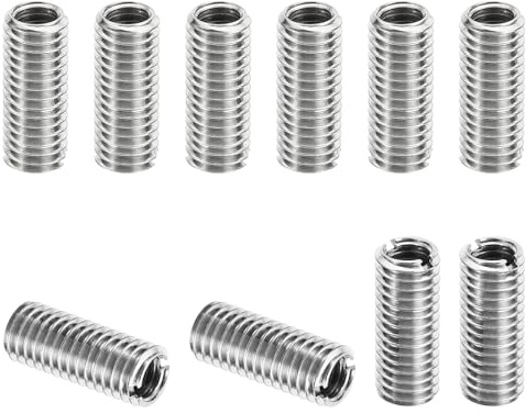 TOP-VIGOR 10 Pcs Thread Adapters Sleeve Reducing Nut, M8 x 1.25 Male to M6 x 1 Female Repairing Insert Nut Screw Reducer 303 Stainless Steel for Metal & Automotive Fixes (20mm Long)