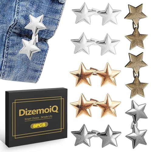 DizemoiQ 8 par byxknappar utan sömmar, justerbara knappar för midjeförminskning för jeans, kjolar, byxor, justerbara clips för byxlinning, justerbar byxknappsats