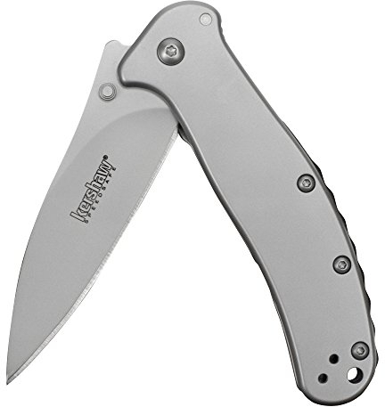Kershaw 1730SS 0, Klappmesser, Zing Framelock, Klinge: 7,6 cm, Taschenmesser, Extended Tang, Daumenpin, Taschenclip Stainless Steel Folder, Silber matt, 12,4 x 12,4 x 3,5 cm 91 g