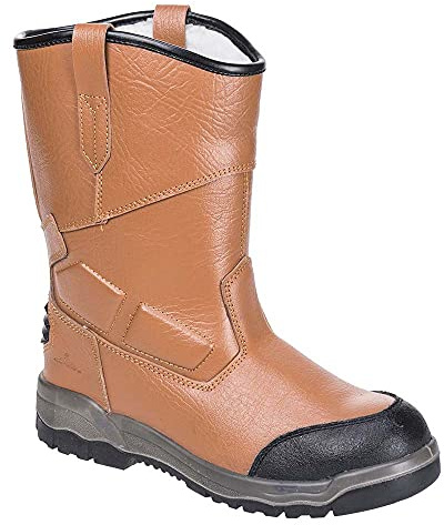 Portwest FT13 Mathandel Känga Dubbel Densitet Elastisk Midja Halkfri Bygg | Ljusbrun, 38, S3 EN ISO 20345, Unisex, Antistatisk, Stålmellansula, Oljebeständig, Energiabsorberande, Isolerad, Fleecefodrad