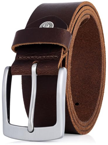 LINDENMANN Leder-Gürtel Herren 40 mm breit, Gürtel Herren Vollrindleder dunkelbraun