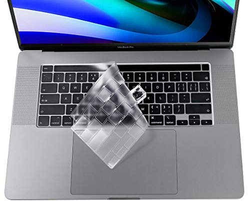 imComor MacBook Pro 13 Zoll M2 A2338 2024-2020 M2 M1 A2289 A2251 & MacBook Pro 16 Zoll A2141 2020-2019 Touch Bar & Touch-ID-Tastaturschutz Skin Cover, Transparent, TPU, Wasserabweisend, Staubdicht