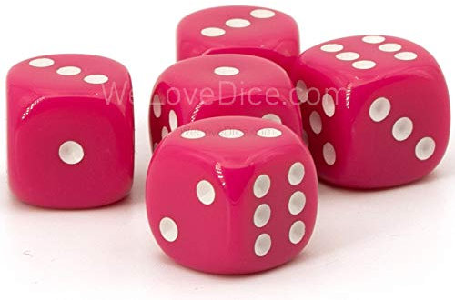 WeLoveBeads 16mm W6 Würfel rosa/weiß - Made in Germany! - 5Stk