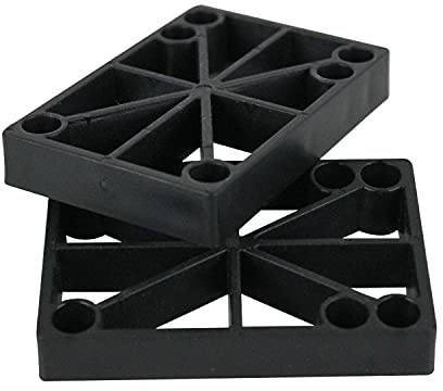 H Block Skateboard Old School Riser Pads 1/2 (12mm) Set of 2 Risers Black Hard Plastic