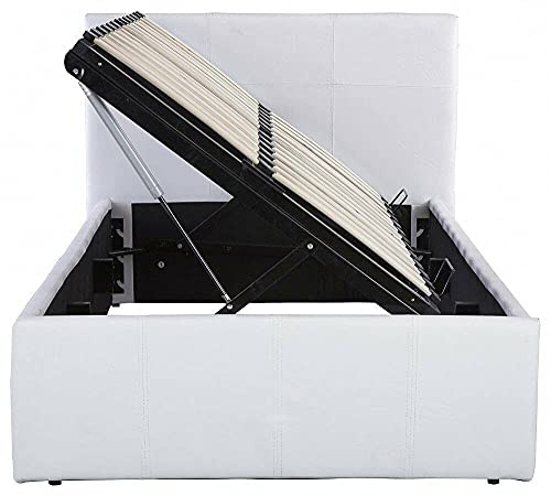 KOSY KOALA White Side Lift Ottoman Storage Bed 3ft single lift up bed frame (White)